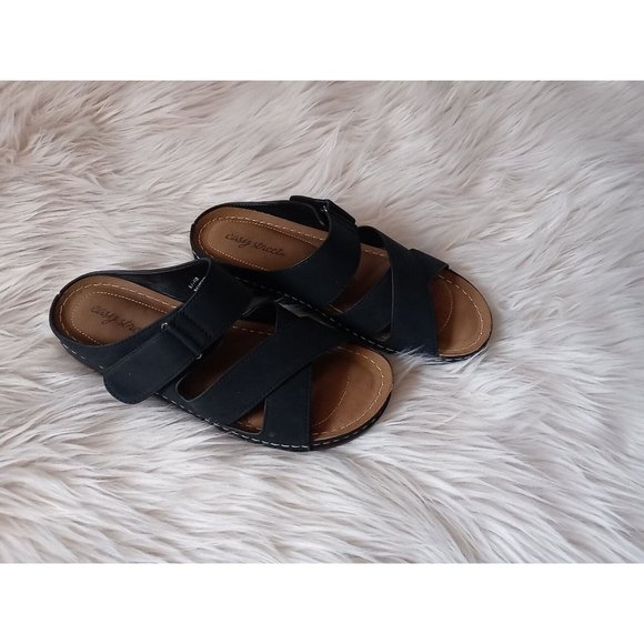 Easy Street Slip In Sandals Color Navy Blue Size 9 1/2 W Model ANNA Style - Picture 4 of 16